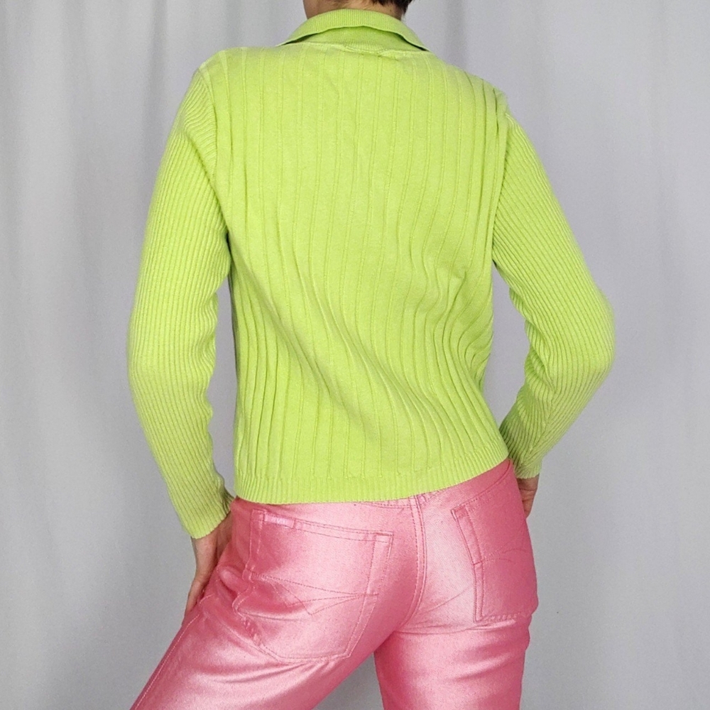 SOLD 90’s lime green lace neck sweater - Picture 2 of 5
